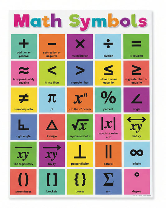 Colorful Math Symbols Chart 17x22"