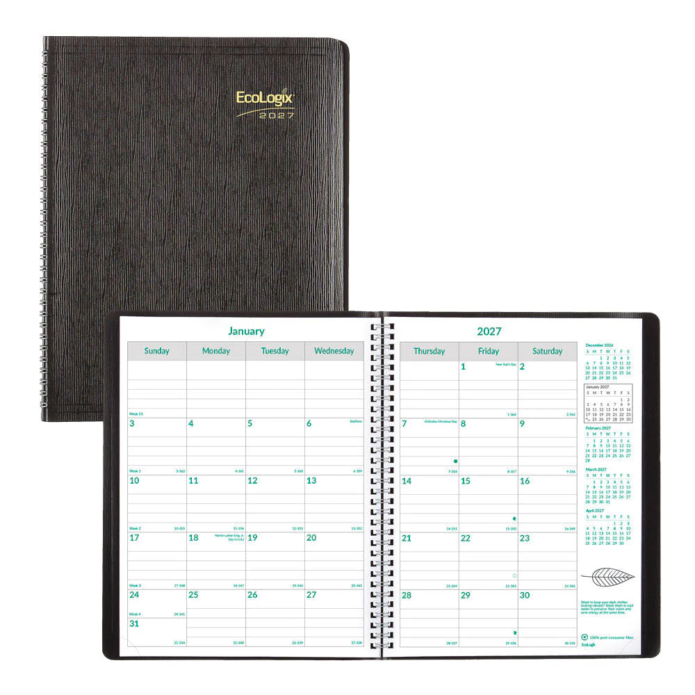 14-Month EcoLogix Monthly Planner - Black