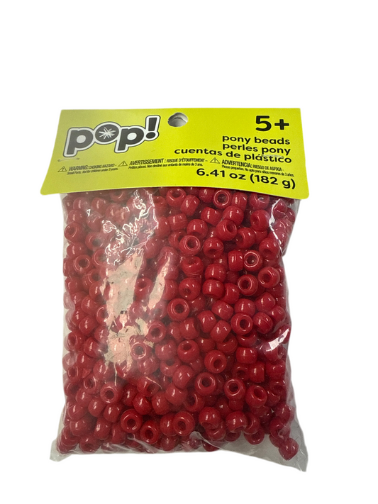POP! POSSIBILITIES PONY BEADS RED 9MM