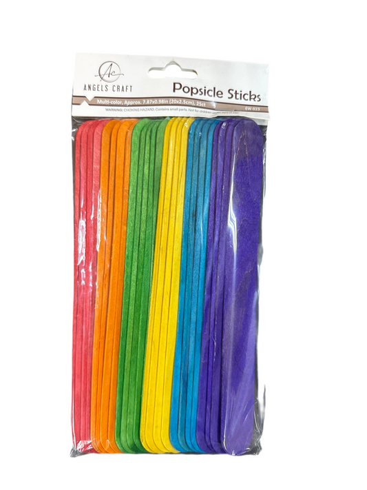 EXTRA JUMBO POPSICLE STICKS MULTI COLOR 25CT