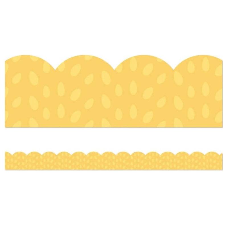 Yellow with Painted Dots Scalloped Border