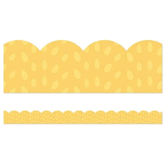 Yellow with Painted Dots Scalloped Border