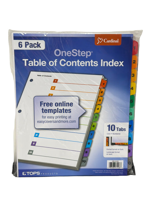 PRINTABLE DIVIDER 10 TAB MULTI 6 PK