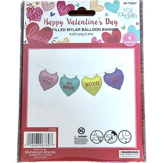VALENTINE MYLAR 4 HEART BALLOON BANNER