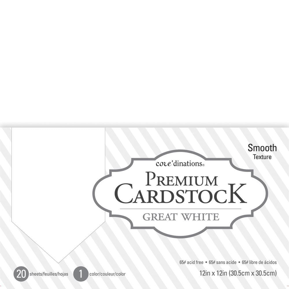 GREAT WHITE CARDSTOCK SMOTH 12X12 20 PACK 65LBS.