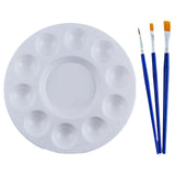 PAINT PALETTE ROUND PLASTIC W/3 PAINT BRUSH