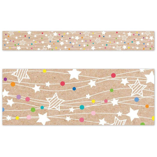 Krafty Pop Colorful Stars on Strings Border 48'