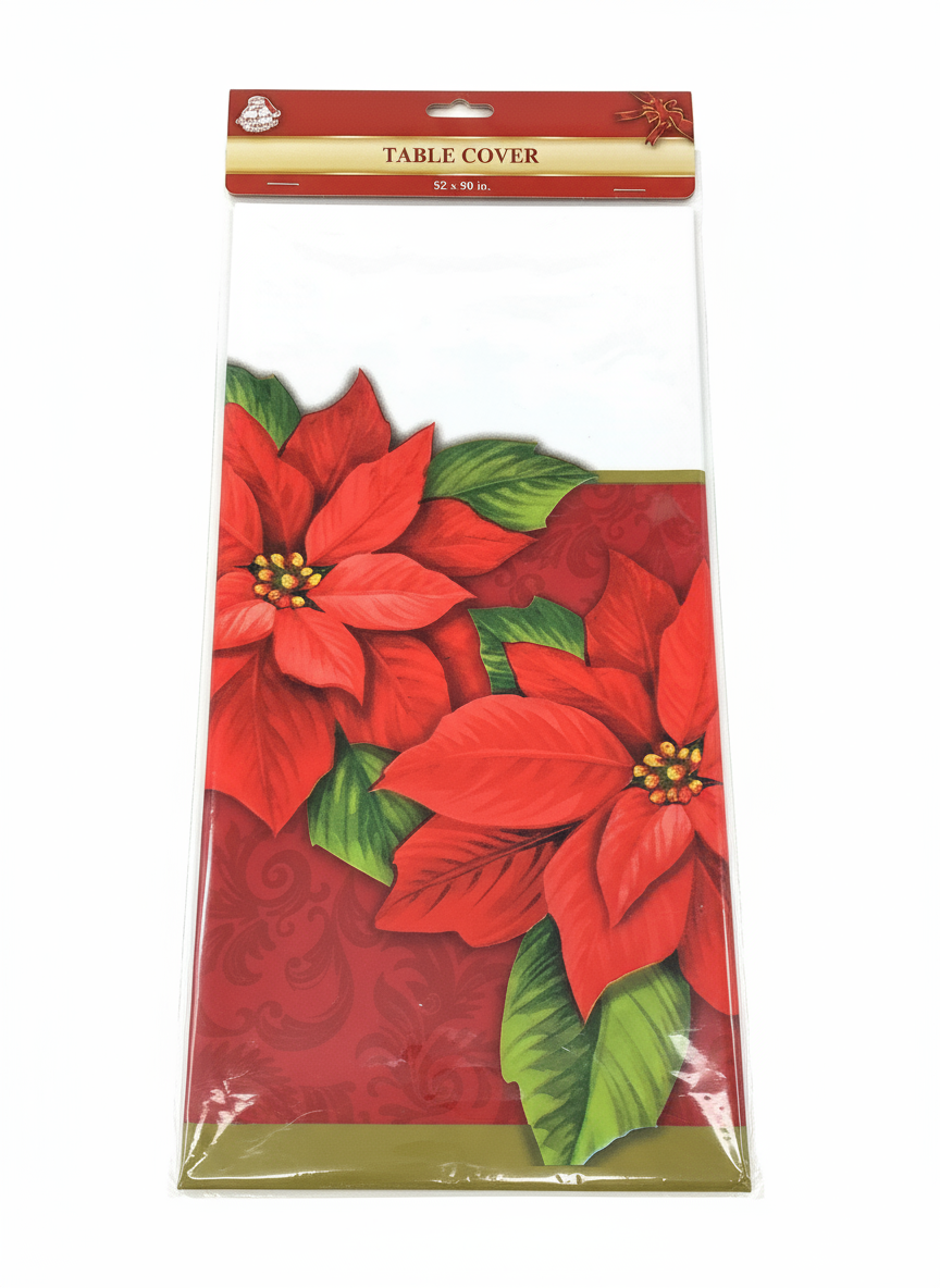 TABLE COVER POINSETTIA 52x90IN