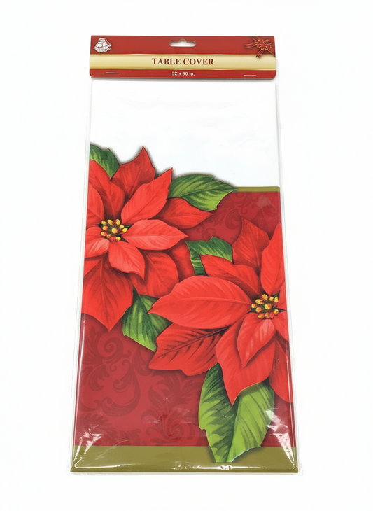 TABLE COVER POINSETTIA 52x90IN