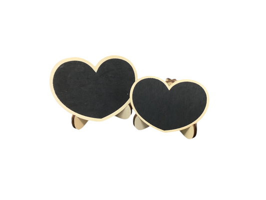 MINI CHALK BOARD W/ STAND_HEART SHAPE 2CT
