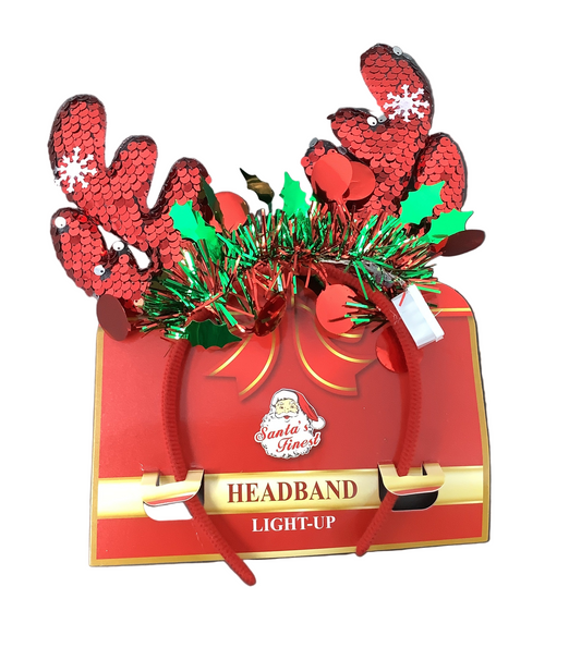 HEADBAND ANTLERS SEQUIN W/ LIGHT UP