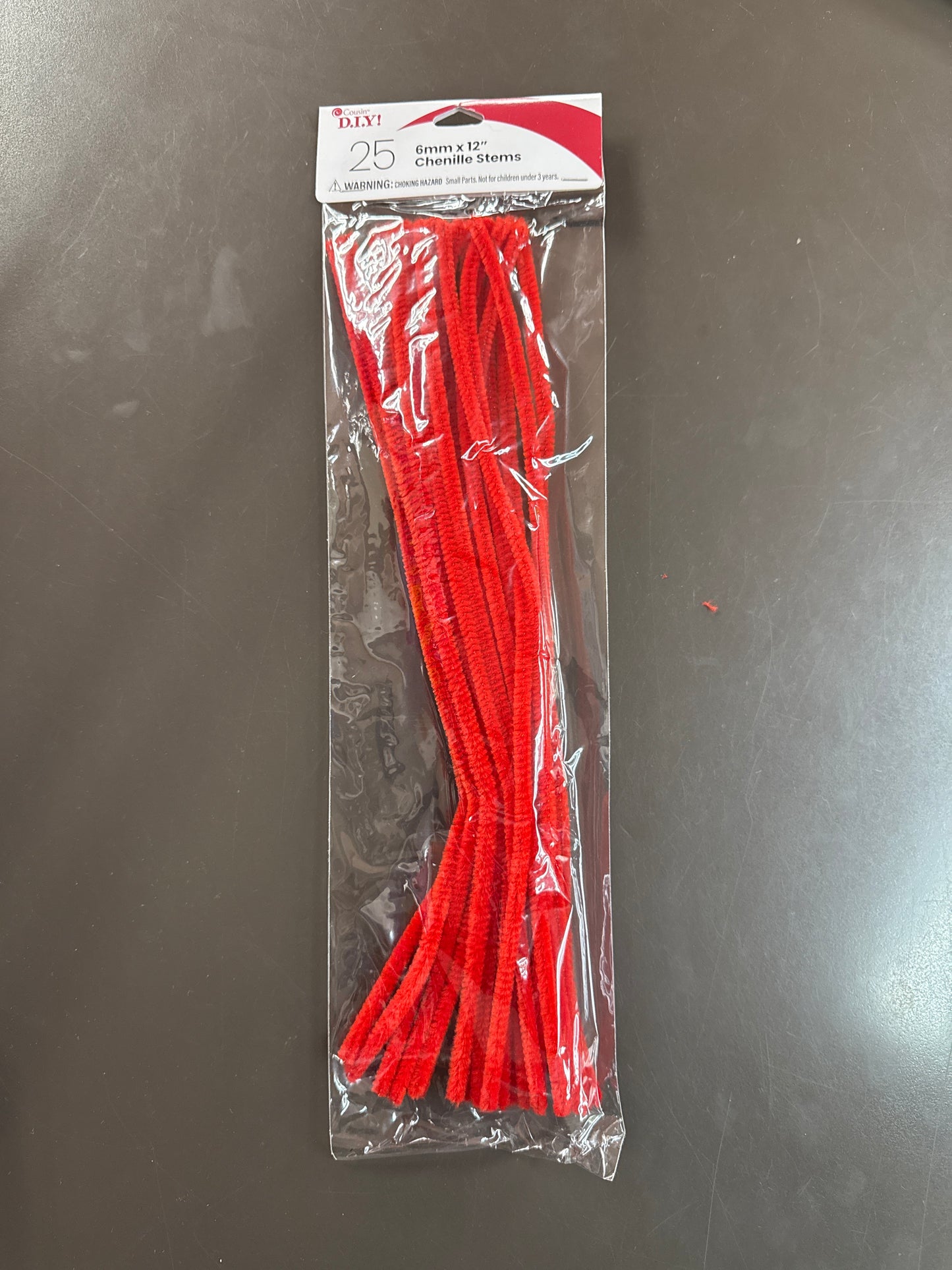 COUSINDIY CHENILLE STEMS 6MMX12" 25/PKG-RED