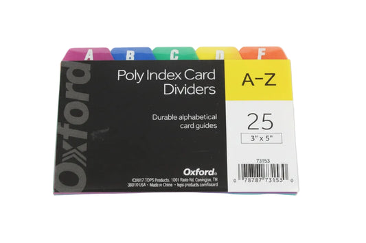 Poly Index Card Guide Set | 3"x5" | Asst Colors | A-Z – imagen 1 - JA Riollano