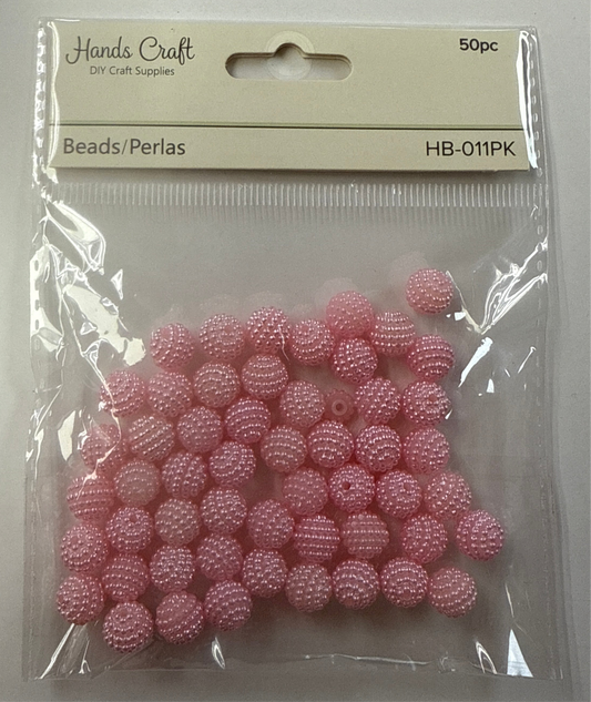 SMALL POPPY BEADS PINK 13MM 50 PC