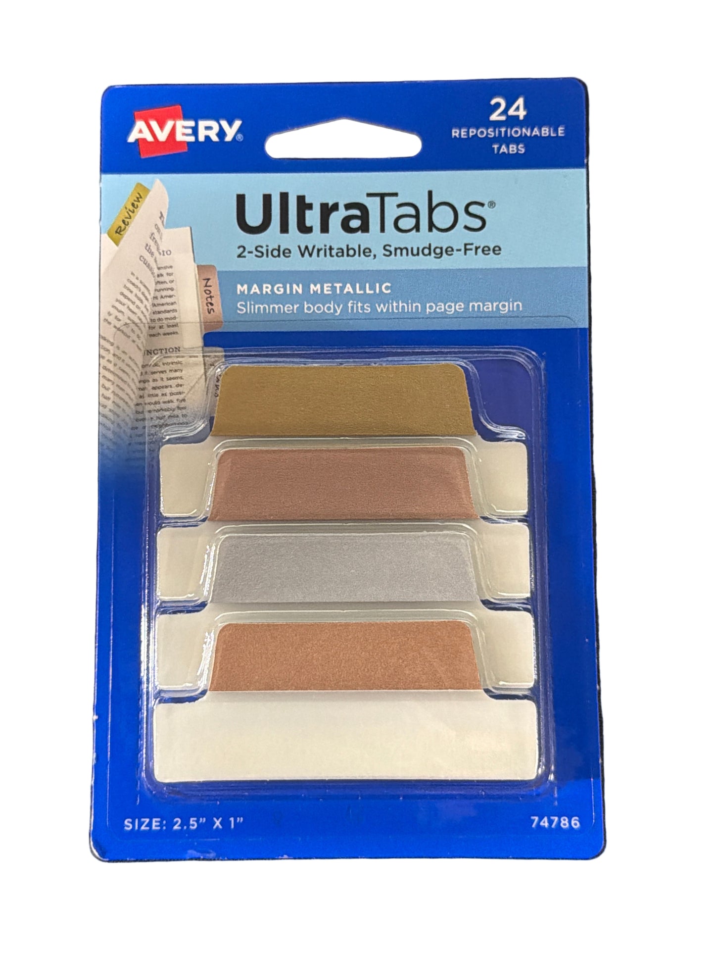 ULTRA TABS ASSTD METALIC COLOR 2.5"X1" 24 TABS