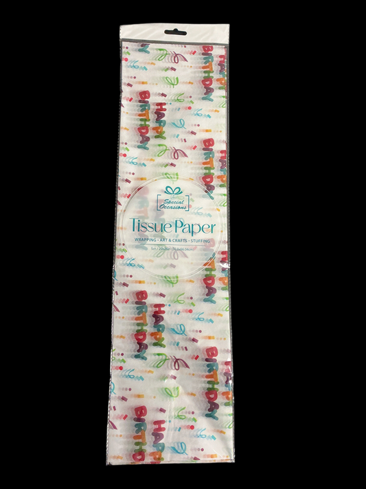 5 sheets, Happy Birthday, Tissue Paper, 20x26in