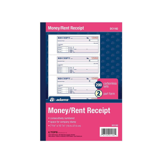 MONEY/RENT RECEIPT NCR 2PT 200 SET 7" X 11"