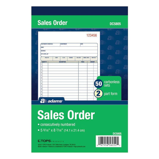 SALES ORDER BOOK NCR 2PT 5" X 8"