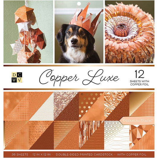 Copper Luxe Cardstock Pad Foil 12x12 36 Sheets – imagen 1 - JA Riollano