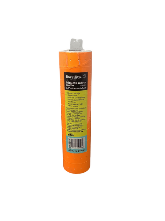 ROLLOS ETIQUETAS ANARANJADO MARCA PRECIO PK 10 ROL