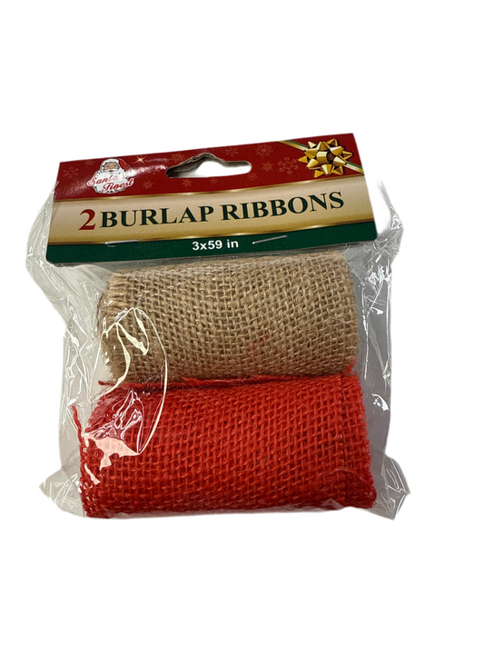 BURLAP RIBBON ROLL 2PK