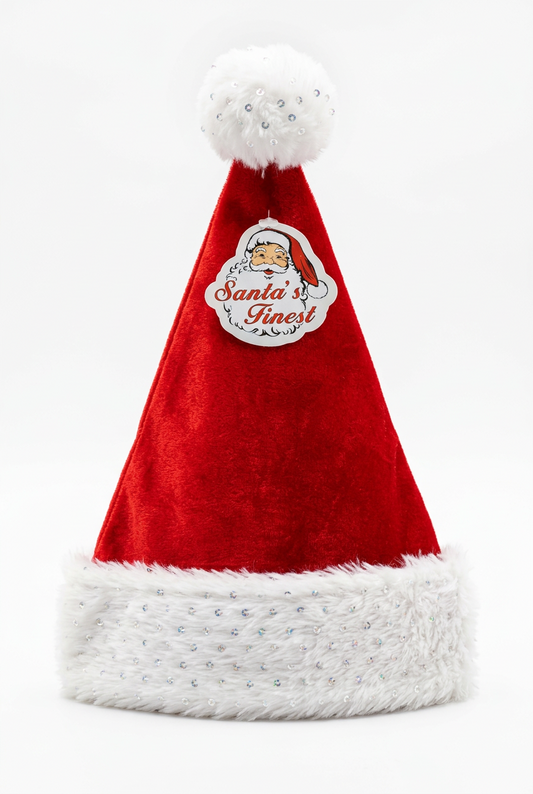 Santa Hat Plush DBL Cuff W/ SQNS 38 - JA Riollano