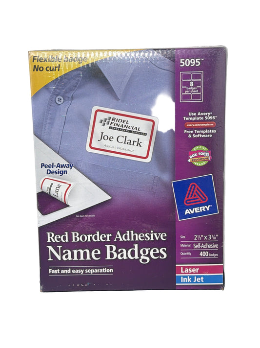 AV Name Badge Label Red