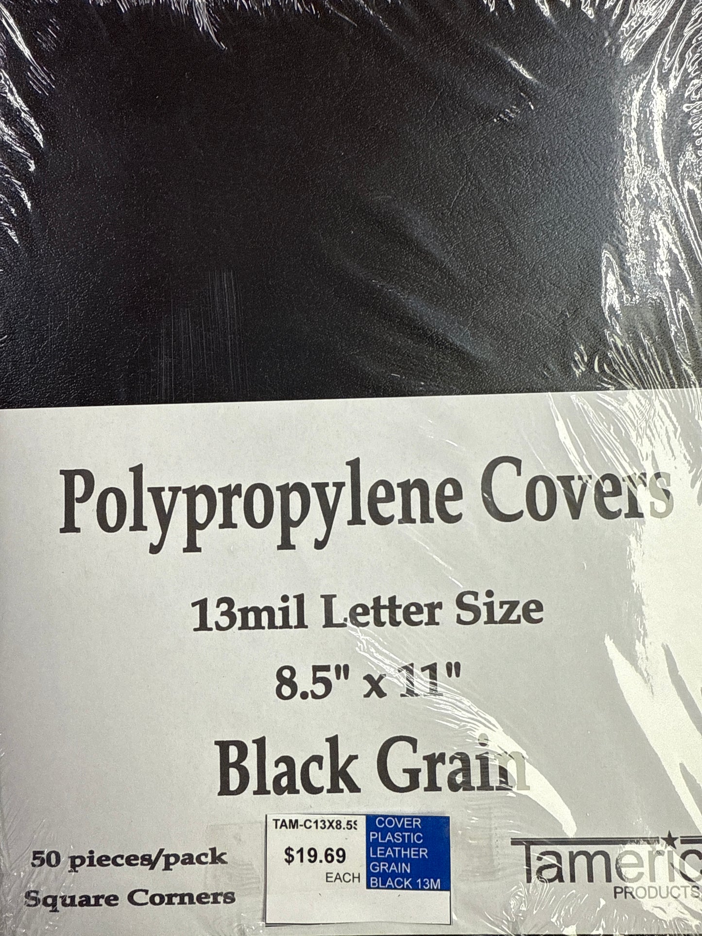 COVER PLASTIC LEATHER GRAIN BLACK 13M 50 PC