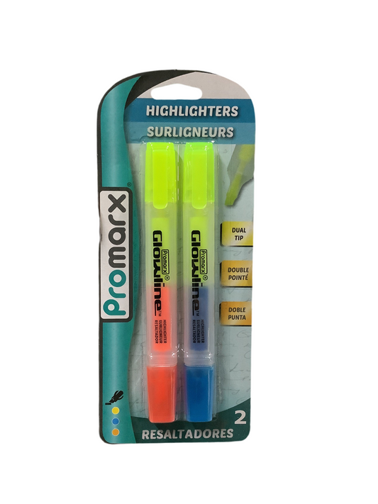 2CT DUAL TIP HIGHLIGHTERS CHISEL TIP ASST