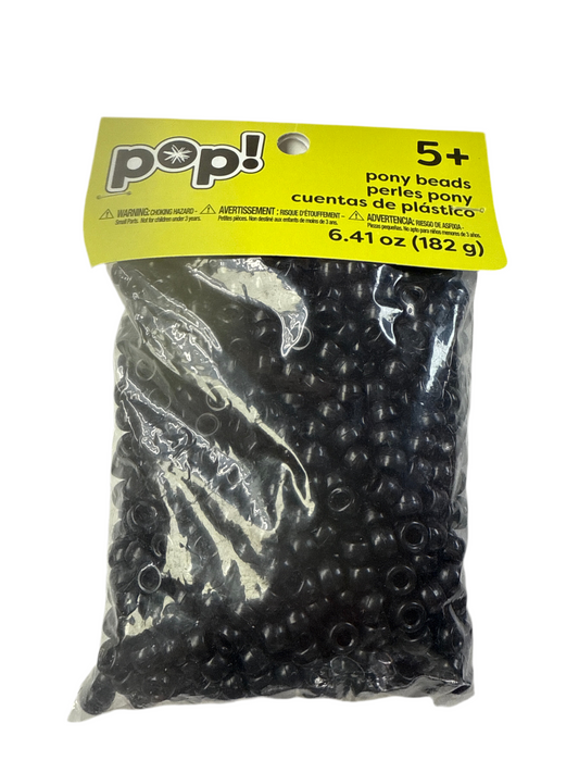 POP! POSSIBILITIES PONY BEADS BLACK 9MM
