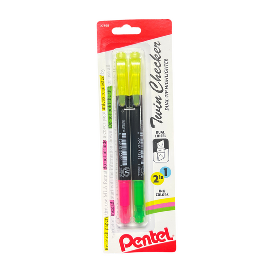 TWIN CHECKER DUAL-TIP HIGHLIGHTER ASST. PQT. 2