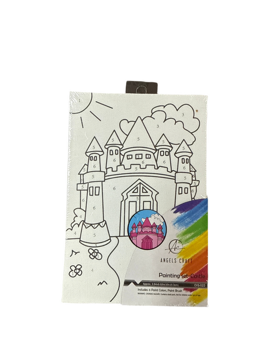 CANVAS PAINTING SET-CASTLE 6 COLORS 1 BRUSH