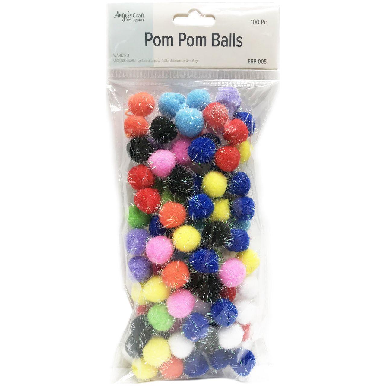 PUFFY GLITTER POM POM BALLS MEDIUM 80 CT
