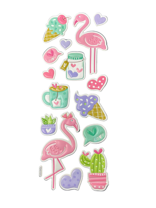 Puffy Stickers | Flamingo Sweets