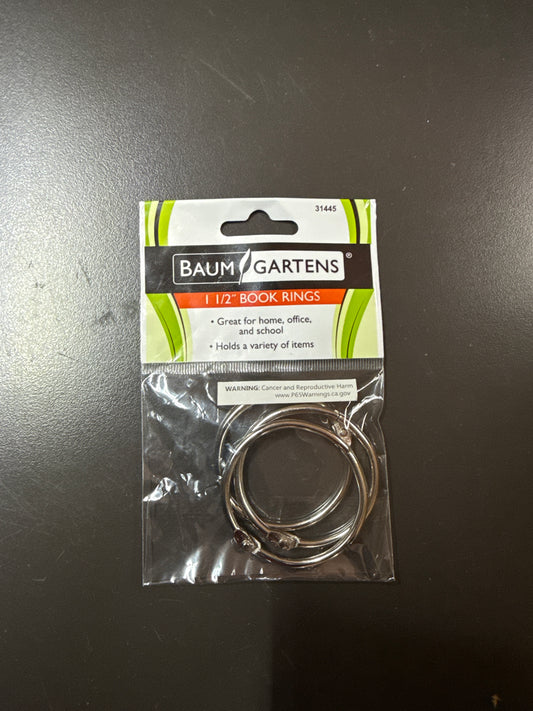 BOOK RING 1.5" CHROME 3/PK