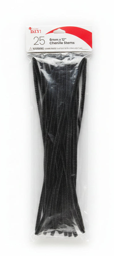 Cousin DIY Chenille Stems | 6mm x12" | 25pcs | Black