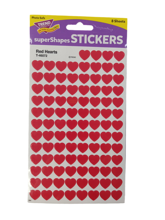 RED HEARTS SUPERSHAPES STICKERS 800PCS