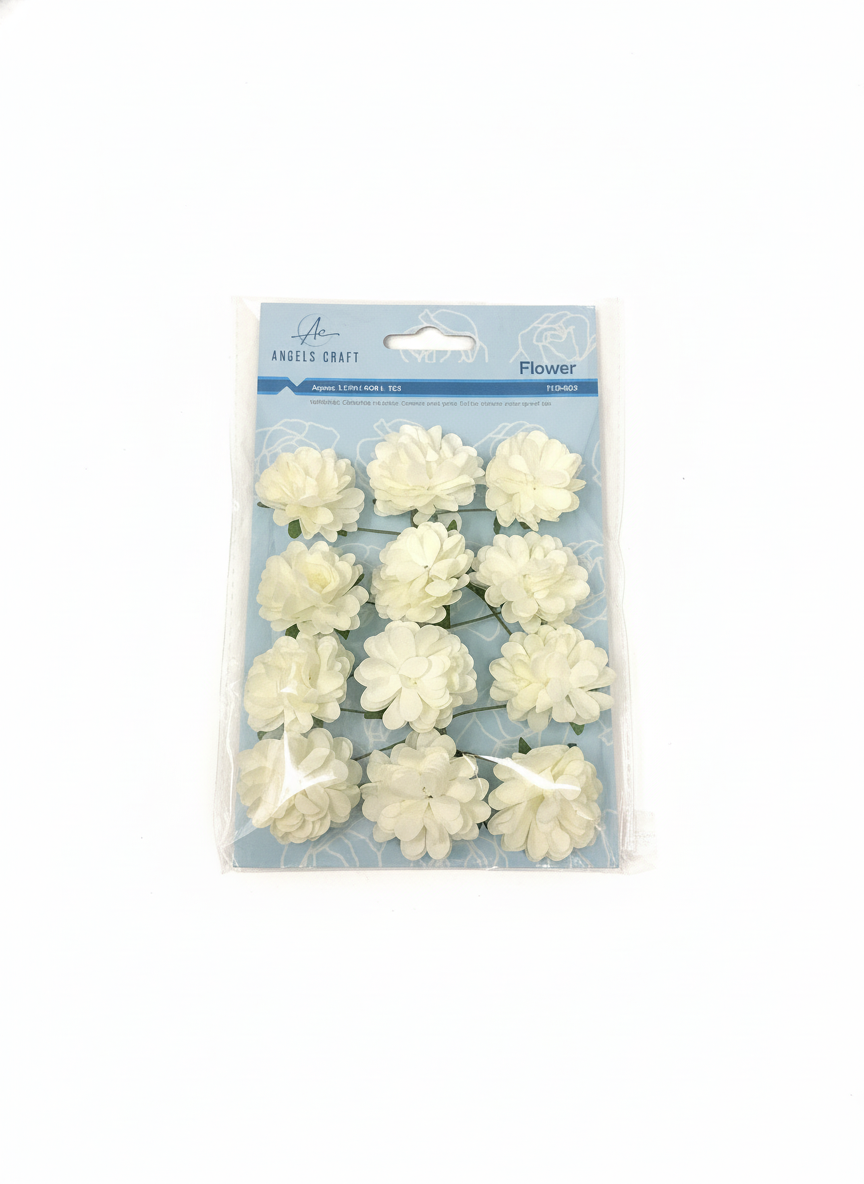 PAPER FLOWER,WHITE, 1.5 12CT