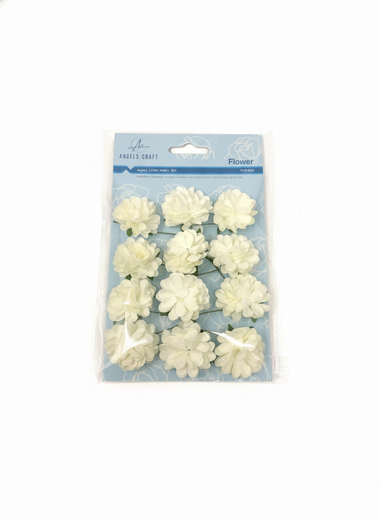 PAPER FLOWER,WHITE, 1.5 12CT