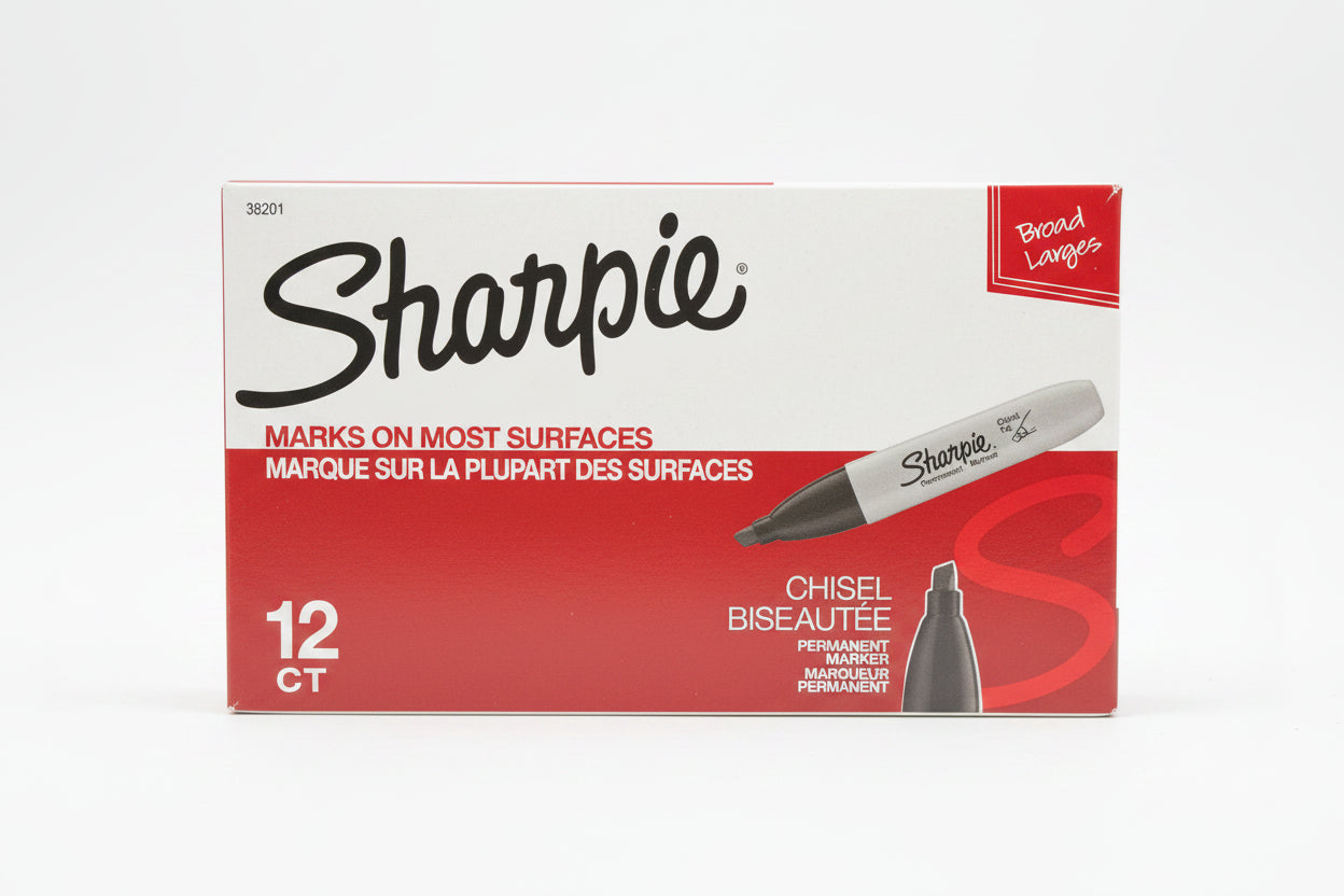 Sharpie Permanent Markers Large Chisel Tip Black Cj. 12