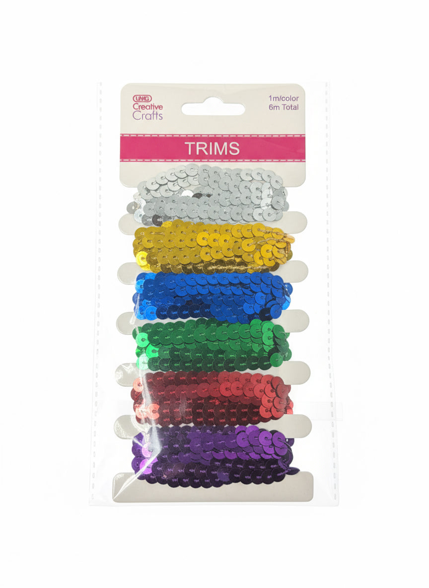 SEQUIN TRIM DARKS 6X1M EA