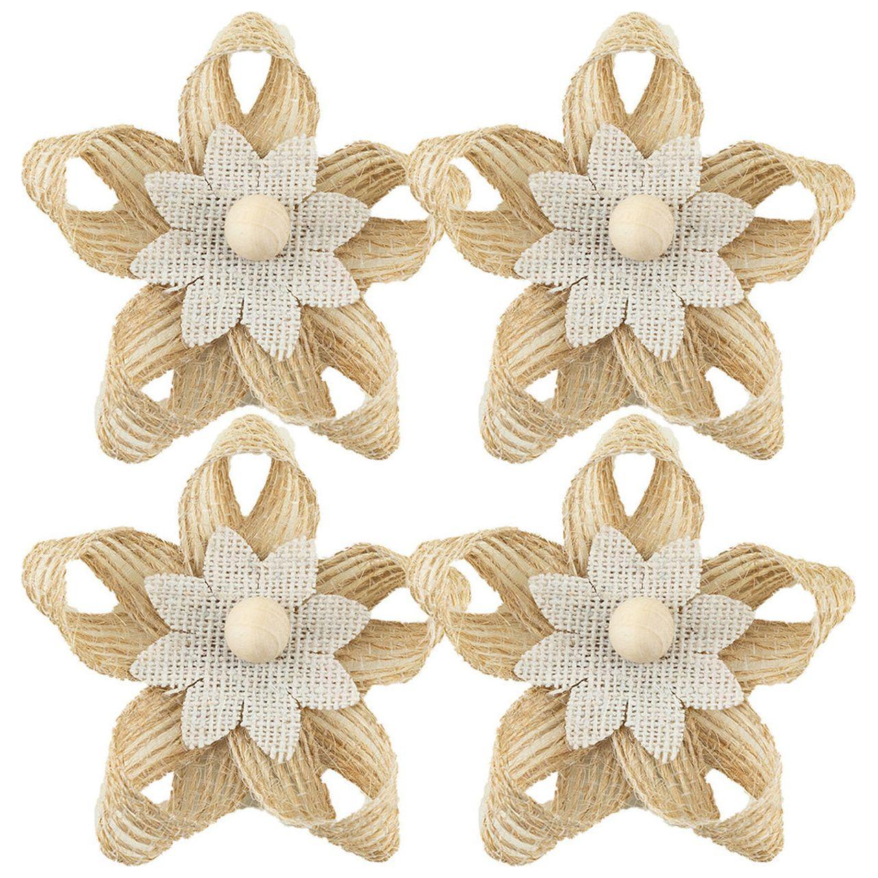 CANVA BURLAP ADHESIVE FLOWER CENTER WOOD 2.5'' 4PC
