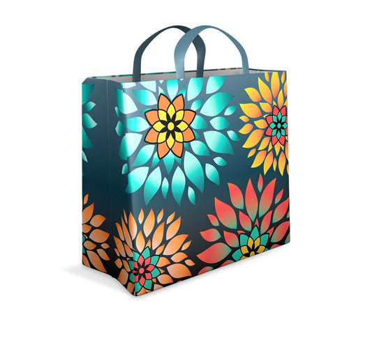 Reusable Shopping Bags Flowers Design Large 17" x 15" x 8"