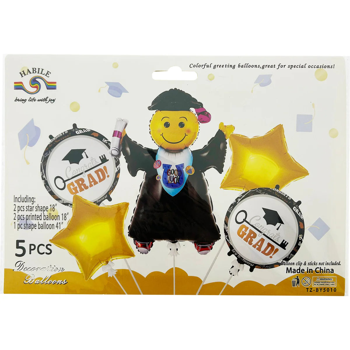 Graduation Ballon Set | 5pc | 41-18in | 04.14-45.72cm