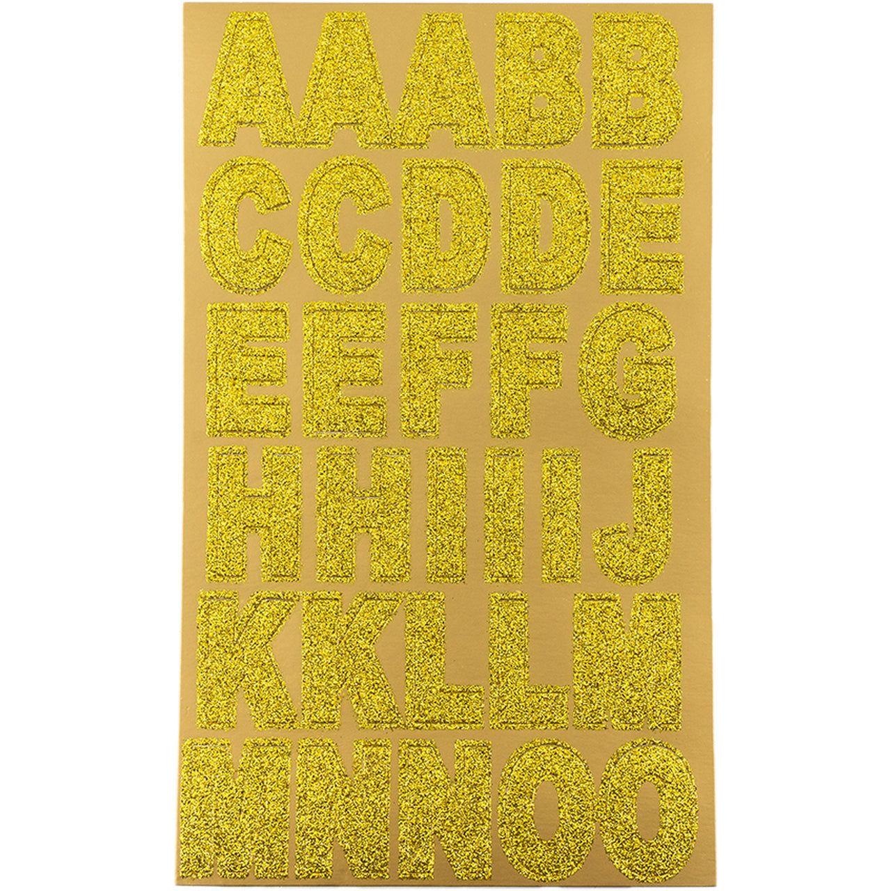 GLITTER ALPHABET STICKER GOLD 1" 2 SHEETS