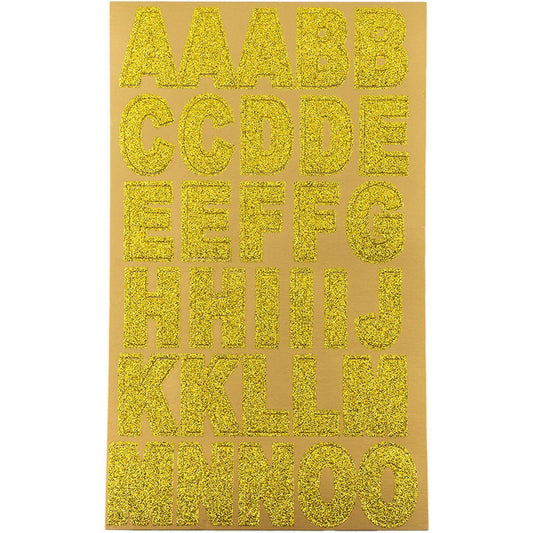 GLITTER ALPHABET STICKER GOLD 1"