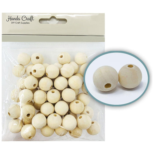 WOODENT BEADS ROUND 14MM 50 PC