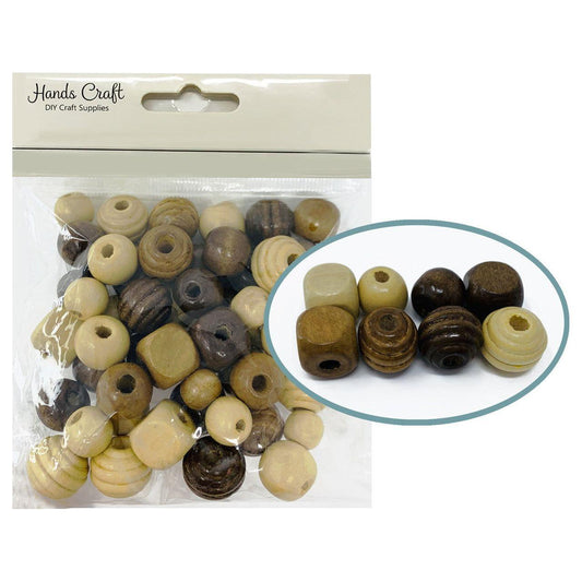 WOODEN BEADS 11-15MM APPROX. 50GMS