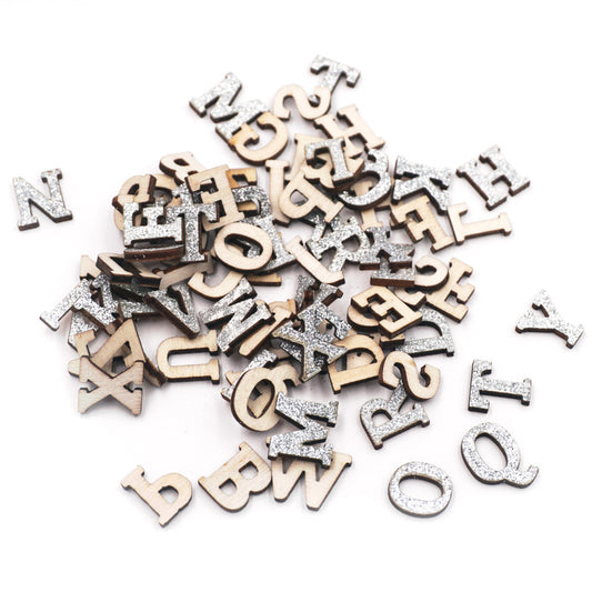 GLITTER SILVER WOODEN ALPHABET LETTERS