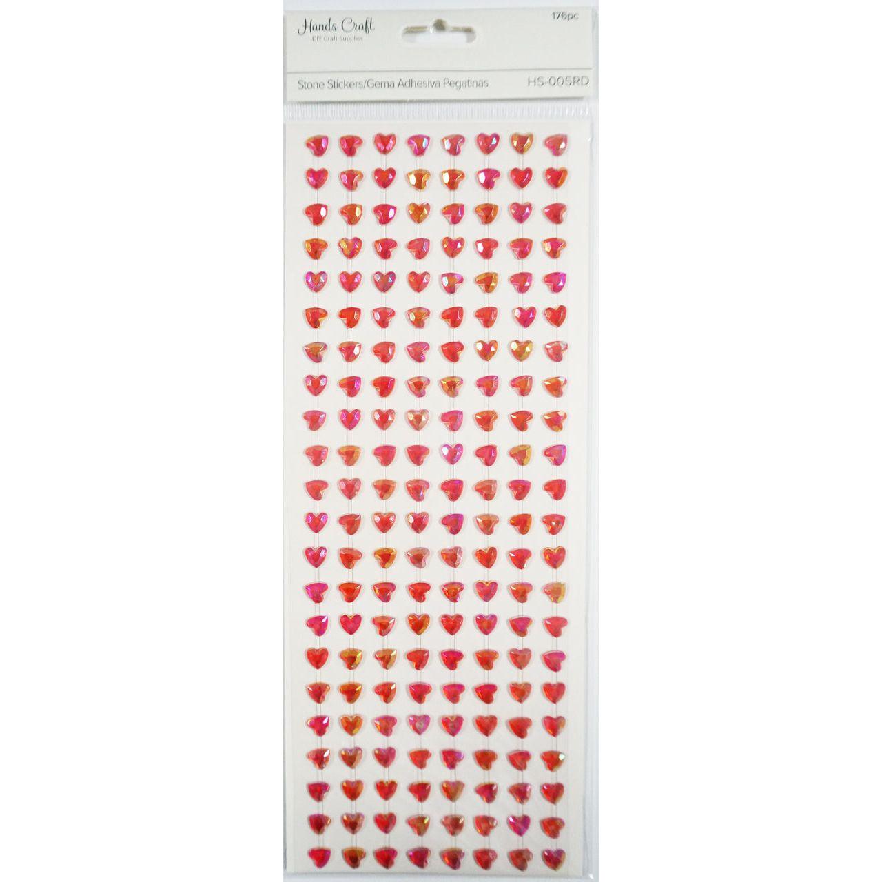 HEART STONE STICKERS RED AB 176 PC